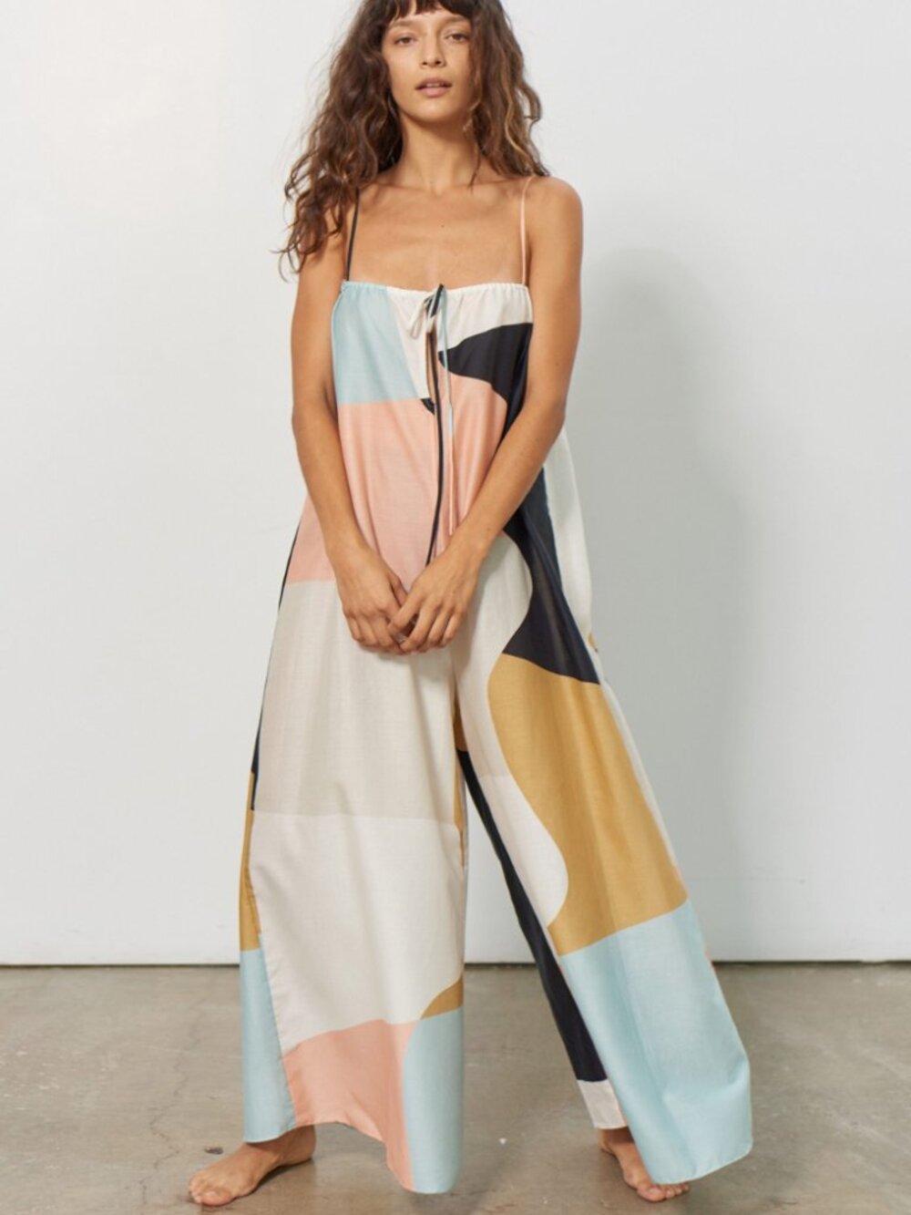 Mara Hoffman Asta Abstract Colorblock Jumpsuit Small Organic Cotton Wide Leg Res